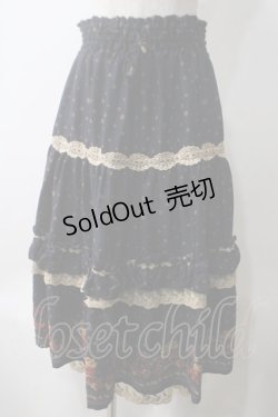 画像1: axes femme / ドット花柄スカート  紺 Y-25-05-25-204-AX-SK-SZ-ZY