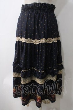画像2: axes femme / ドット花柄スカート  紺 Y-25-05-25-204-AX-SK-SZ-ZY