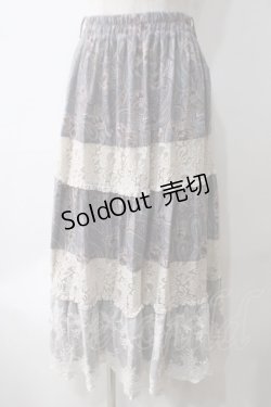 画像1: axes femme / ペイズリー×花柄ロングスカート  グレー Y-25-05-25-206-AX-SK-SZ-ZY