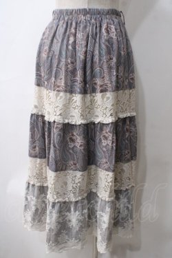 画像2: axes femme / ペイズリー×花柄ロングスカート  グレー Y-25-05-25-206-AX-SK-SZ-ZY