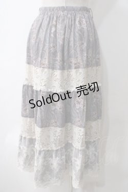画像2: axes femme / ペイズリー×花柄ロングスカート  グレー Y-25-05-25-206-AX-SK-SZ-ZY