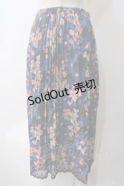 画像2: axes femme / 水彩花柄プリーツロングスカート  紺 Y-25-05-25-209-AX-SK-SZ-ZT503