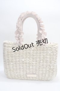 Maison de FLEUR / パールフリルハンドルカゴバッグ F ピンク Y-25-05-25-038-LO-BG-SZ-ZY