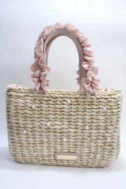 画像1: Maison de FLEUR / パールフリルハンドルカゴバッグ F ピンク Y-25-05-25-038-LO-BG-SZ-ZY