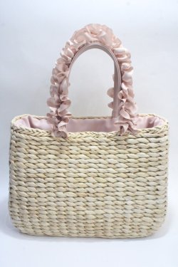 画像2: Maison de FLEUR / パールフリルハンドルカゴバッグ F ピンク Y-25-05-25-038-LO-BG-SZ-ZY