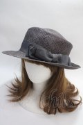 Jane Marple / リボンストローハット  グレー Y-25-05-25-043-JM-AC-SZ-ZY