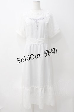 画像1: axes femme / すみれ刺繍ワンピース  白 Y-25-05-29-046-AX-OP-SZ-ZY