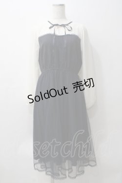 画像1: axes femme POETIQUE / チュールデザインワンピース M 紺 Y-25-05-29-048-AX-OP-SZ-ZY
