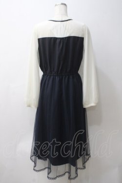 画像2: axes femme POETIQUE / チュールデザインワンピース M 紺 Y-25-05-29-048-AX-OP-SZ-ZY