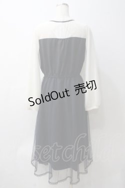 画像2: axes femme POETIQUE / チュールデザインワンピース M 紺 Y-25-05-29-048-AX-OP-SZ-ZY