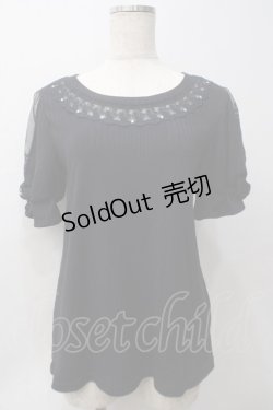 画像1: axes femme / 袖デザイン半袖プルオーバー M 紺 Y-25-05-29-006-AX-TO-SZ-ZY