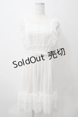 axes femme kawaii / ドットチュールエプロン M 白 Y-25-05-29-050-AX-OP-SZ-OS