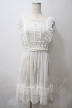 画像1: axes femme kawaii / ドットチュールエプロン M 白 Y-25-05-29-050-AX-OP-SZ-ZY