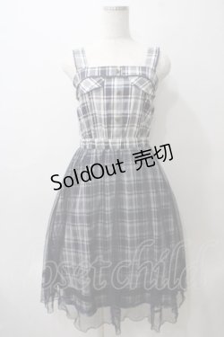 画像1: axes femme POETIQUE / チェック×チュールワンピース M 紺 Y-25-05-29-057-AX-OP-SZ-ZY