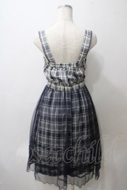 画像2: axes femme POETIQUE / チェック×チュールワンピース M 紺 Y-25-05-29-057-AX-OP-SZ-ZY