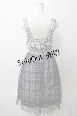 画像2: axes femme POETIQUE / チェック×チュールワンピース M 紺 Y-25-05-29-057-AX-OP-SZ-ZY