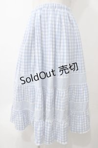 merry jenny / イレギュラーチェックスカート F サックス Y-25-05-29-062-LO-SK-SZ-ZY