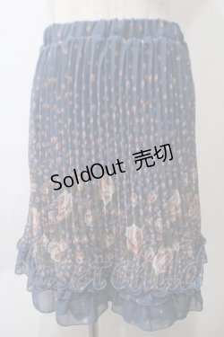 画像1: axes femme / 花柄スカート M 紺 Y-25-05-29-069-AX-SK-SZ-ZI