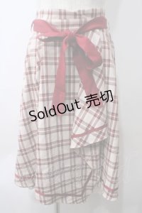 axes femme POETIQUE / チェックラッフルフリルスカート M アカ Y-25-05-29-070-AX-SK-SZ-ZY