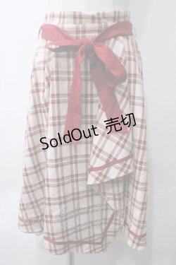 画像1: axes femme POETIQUE / チェックラッフルフリルスカート M アカ Y-25-05-29-070-AX-SK-SZ-ZY