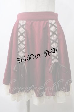 画像1: axes femme / レースアップフレアスカート M ワイン Y-25-05-29-073-AX-SK-SZ-ZY