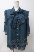 axes femme / シアーフリルボータイブラウス  グリーン Y-25-05-29-009-AX-BL-SZ-ZY
