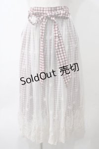 axes femme / ギンガム×チュールスカート  赤ｘオフ Y-25-05-29-085-AX-SK-AS-ZY