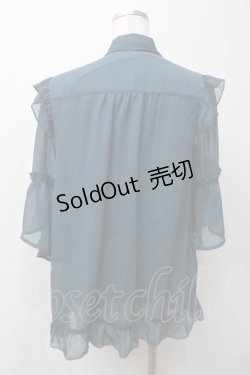 画像2: axes femme / シアーフリルボータイブラウス  グリーン Y-25-05-29-009-AX-BL-SZ-ZY