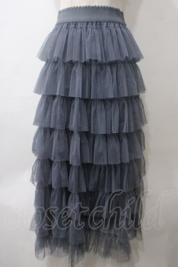 画像1: axes femme / フリルティアードチュールスカート  サックス Y-25-05-29-088-AX-SK-SZ-ZY