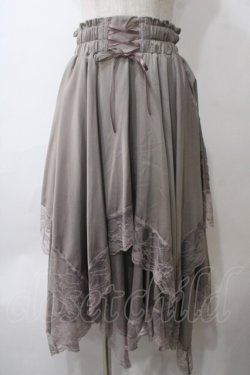 画像1: axes femme / VTG風サテンイレヘムスカート F 茶 Y-25-05-29-090-AX-SK-SZ-ZY