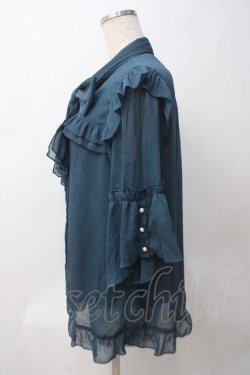 画像3: axes femme / シアーフリルボータイブラウス  グリーン Y-25-05-29-009-AX-BL-SZ-ZY
