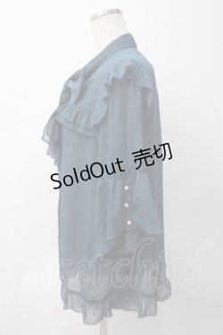 画像3: axes femme / シアーフリルボータイブラウス  グリーン Y-25-05-29-009-AX-BL-SZ-ZY