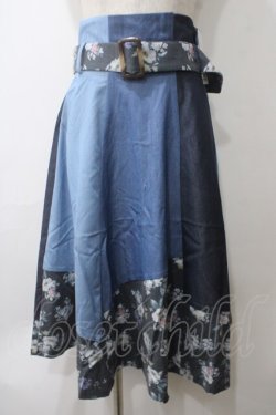 画像1: axes femme / パッチワークスカート M ブルー Y-25-05-29-093-AX-SK-SZ-ZY