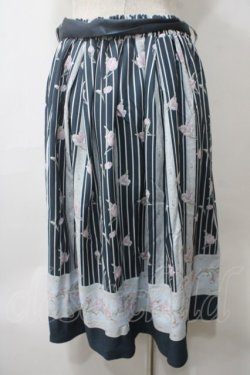 画像2: axes femme / チューリップ柄ミドルスカート M 紺 Y-25-05-29-095-AX-SK-SZ-ZY