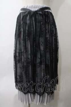 画像1: axes femme POETIQUE / レース重ねプリーツスカート M グレー Y-25-05-29-098-AX-SK-SZ-ZY