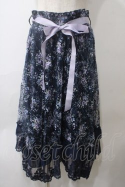 画像1: axes femme / フローラルレースイレヘムスカート F 紺 Y-25-05-29-101-AX-SK-SZ-ZY