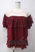 axes femme / レースケープ風バイカラープルオーバー M 赤 Y-25-05-29-012-AX-TO-SZ-ZY