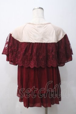 画像2: axes femme / レースケープ風バイカラープルオーバー M 赤 Y-25-05-29-012-AX-TO-SZ-ZY