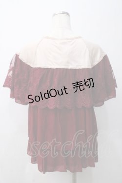 画像2: axes femme / レースケープ風バイカラープルオーバー M 赤 Y-25-05-29-012-AX-TO-SZ-ZY