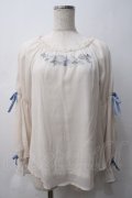 axes femme / フェザー×花刺繍トップス M 生成り Y-25-05-29-002-AX-TO-SZ-ZY