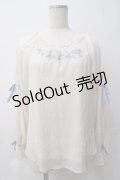 axes femme / フェザー×花刺繍トップス M 生成り Y-25-05-29-002-AX-TO-SZ-ZI