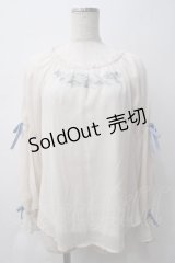 axes femme / フェザー×花刺繍トップス M 生成り Y-25-05-29-002-AX-TO-SZ-ZI