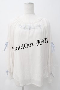 axes femme / フェザー×花刺繍トップス M 生成り Y-25-05-29-002-AX-TO-SZ-ZI