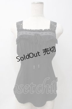 画像1: Ozz oneste / 薔薇刺繍ノースリーブトップス  黒 Y-25-05-29-022-OO-TO-SZ-ZY