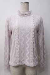axes femme POETIQUE / リボンブローチ付レーシーブラウス M ラベンダー Y-25-05-29-025-AX-BL-SZ-ZI