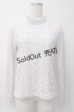 画像1: axes femme POETIQUE / リボンブローチ付レーシーブラウス M ラベンダー Y-25-05-29-025-AX-BL-SZ-ZI
