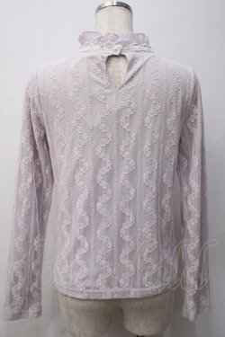画像2: axes femme POETIQUE / リボンブローチ付レーシーブラウス M ラベンダー Y-25-05-29-025-AX-BL-SZ-ZY