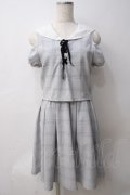 Ank Rouge / セーラーカラーオフショルチェックワンピ M ブルー Y-25-05-29-027-CA-OP-SZ-ZY