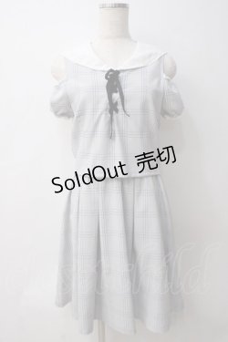 画像1: Ank Rouge / セーラーカラーオフショルチェックワンピ M ブルー Y-25-05-29-027-CA-OP-SZ-ZY