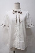 axes femme / フレンチ刺繍コットンブラウス  白Ｘブラウン Y-25-05-29-004-AX-BL-SZ-ZY